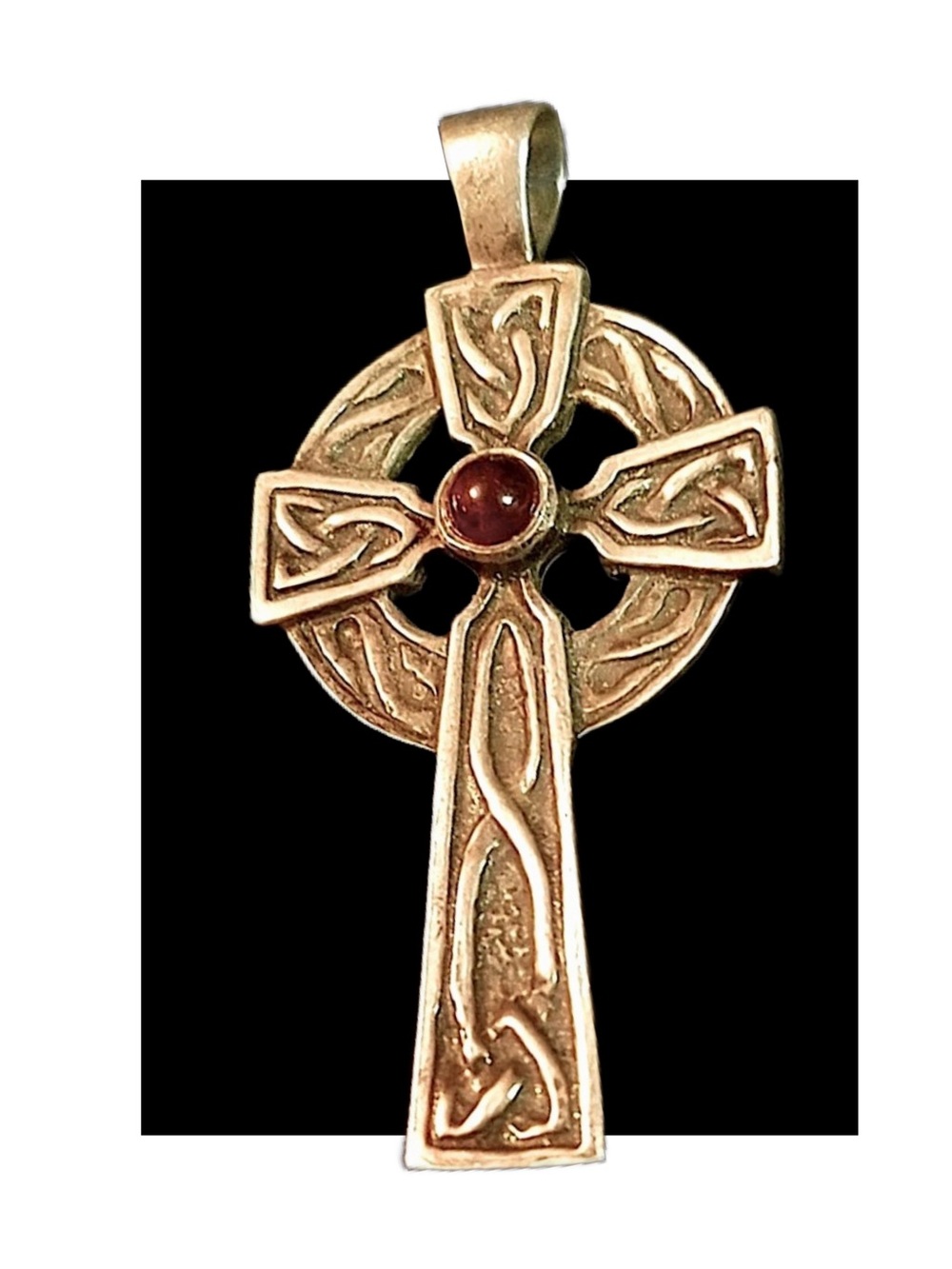 COPY - * Rare unidentified Stamp Garnet Stone Celtic Cross Pendant - Picture 2 of 14